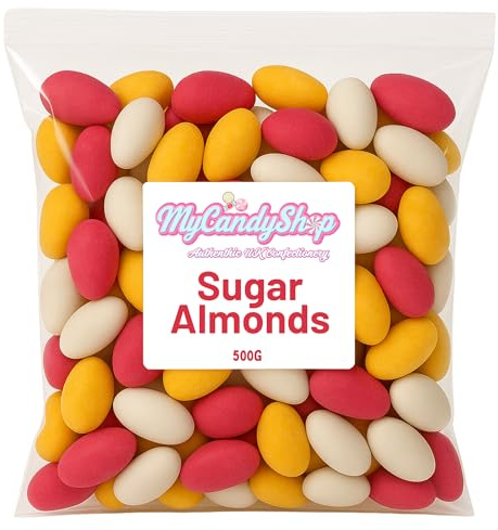 MyCandyShop Sugared Almonds 500g - Traditional Retro Sweets in Bulk Cheap - Halal, Vegan Friendly Sugared Almonds for Weddings, Celebrations & Gifts - UK-Made