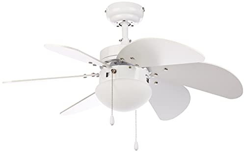 Orbegozo CP 15076 B - Ventilador de techo con luz, 6 aspas de madera, silencioso, 3 velocidades de ventilación, 80 cm de diámetro, 50 W de potencia