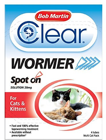 Bob Martin Clear Spot On Wormer for Cats and Kittens over 1kg 4 Pack