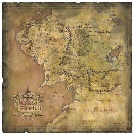 Herr der Ringe Kunstdruck Parchment Map of Middle-earth 59 x 30 cm
