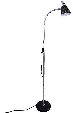 Dapo Lese-Steh-Stand-Leuchte LISA, Metall silber, Kunststoff-Schirm schwarz, verstellbar, H: 150 cm, Fassung E27 Arbeitslampe