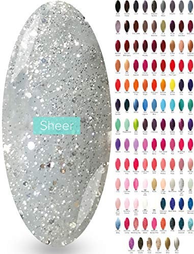 Clear Sparkly Silver Gel Polish - (Platinum VIP) UV LED Over Coat Sparkle Glitter Top Christmas Gel Nail Manicure Popular Color