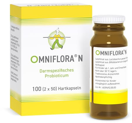 OMNIFLORA® N Kapseln – Hochdosiertes Arzneimittel - Probiotikum zur Stärkung der Darmflora und Linderung von Darmbeschwerden - 100 Kapseln