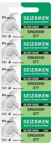 1 Seiko Seizaken 377 SR626SW SR66 AG4 606 BA – Batteria per orologi all'ossido di argento, 0% mercurio