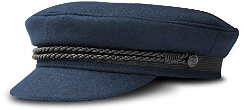 fiebig Casquette Elbsegler pour Homme et Femme | Casquette de Capitaine Classique avec Doublure | Casquette de Marin Traditionnelle | Bonnet avec Cordon, Boutons d'ancre et emblème (57-M, Bleu)