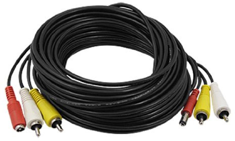 sourcing map 100ft 2 RCA Male to Male Video DC Power Cable for CCTV Camera