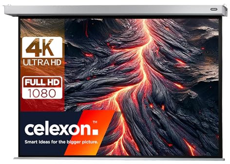celexon Professional Plus Motor-Leinwand 140 | 280x210 cm 4:3 | elektrische 4K,Full-HD Präsentations-Leinwand für Ihren Heimkinobeamer | zur Decken-/ Wand-Montage | mit Fernbedienung