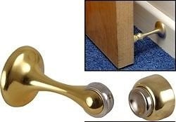 Ironmongery World Polished Brass Chrome Magnetic Door Holder Stop Stopper Catch Doorstop in 2 Finishes - Polished Brass