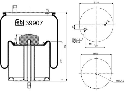 febi bilstein 39907 Air Spring with steel piston and piston rod, pack of one