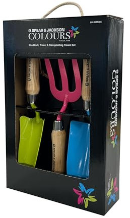 Spear & Jackson COLOURS3PS Colori: spatola, forchetta e trapiantatrice