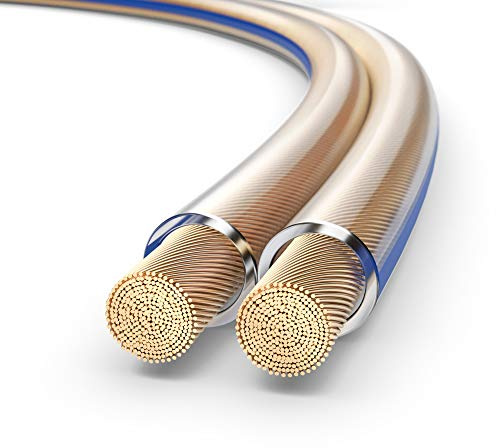 PureLink SP010-100 Cable de Altavoz 2 x 2.5mm² (99.9% OFC Cable de Cobre sólido 0.10mm) Cable de Altavoz de Alta fidelidad, 100m, Transparente