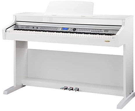 Classic Cantabile DP-A 410 WH E-Piano (Digitalpiano mit Hammermechanik, 88 Tasten, 600 Voices, Kopfhöreranschluss, USB, Begleitautomatik, Aufnahmefunktion, 3 Pedale, Piano für Anfänger) weiß hochglanz