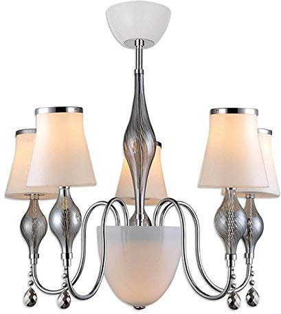 Lampenlux Pendellampe Hängeleuchte Luster Tango Kristall 5flammig Glas Opal E14 230V