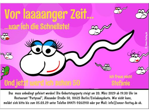 Geburtstagseinladungen runder Geburtstag lustig 50 60 70, für jedes Jahr | möglich - mit Spruch - 30 Karten, für Frauen