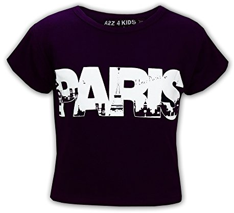 A2Z 4 Kids Girls I Love Paris Crop Top Trendy T-Shirt Age 7-13 | Fashionable casual tee for outings, holidays and everyday summer wear