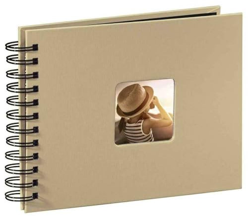 Hama Fotoalbum 24x17 cm (Spiral-Album mit 50 schwarzen Seiten, Fotobuch mit Pergamin-Trennblättern, Album zum Einkleben und Selbstgestalten) beige