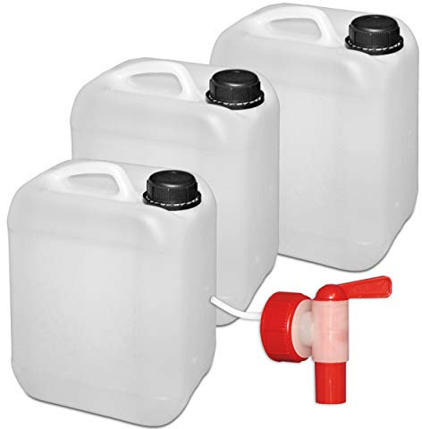 Lot de 3 : Bidon de 5 L avec robinet (DIN 45)