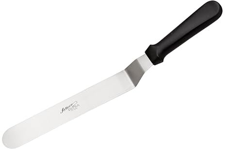 Ateco Ultra Offset Spatula with 9.75-Inch Stainless Steel Blade, Plastic Handle, Dishwasher Safe, Black, 9.75 Inch