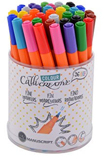 Manuscript Fine Tip Creative Markers in Tub - Coloured (Pack of 36)