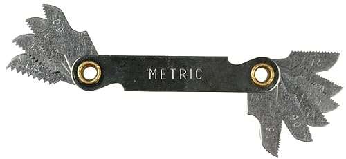 SW-Stahl 82246L Gewindelehre Metrisch 0,4-6,0 mm - Gewindeschablone | 24 Blätter Gewindekamm aus Stahl - Ideal für Schneidkästen - Metrische Gewindesteigung messen an Schrauben und Bolzen