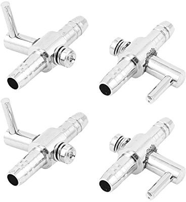 sourcing map Metall Aquarium 2-Weg Luftschlauch Hebel Rohr Strömungsregler Ventil 4 Stück DE de