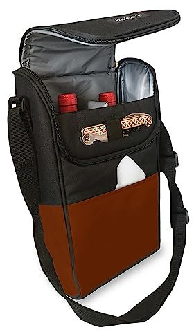 Vin Bouquet FIE 139 - Bolsa Térmica, Tela, para 2 Botellas, Color Negro y Bourdeos