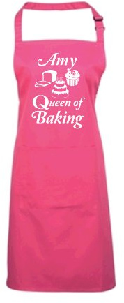 Edward Sinclair Personalised | Queen of Baking with Name | Fuchsia | Apron