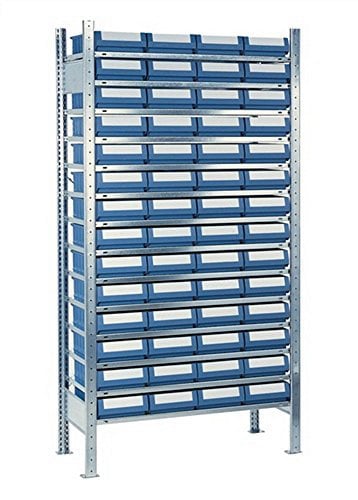 Steck-Anbauregal H2000xB1000xT300mm 14 Böden 56 Kästen Gr. 2 blau