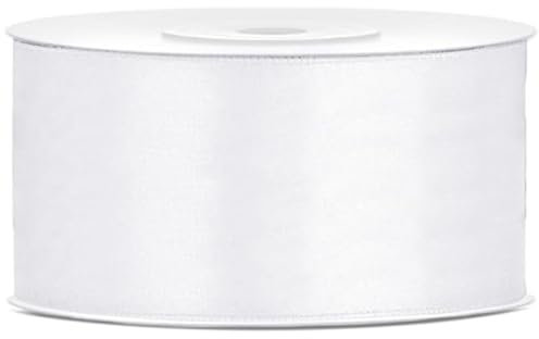Satinband 25m x 38mm Dekoband Geschenkband (Weiß)