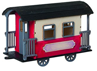 Drechslerei Kuhnert - Anspruchsvolles Hobaku Bastelset - Motiv: Eisenbahnwagen - Maße: 20x8x12cm - kein Spielzeug - Made in Germany