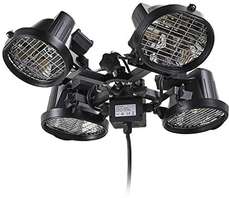 Litecraft Patio Heater 1800W Parasol 4 Lamp Outdoor Fitting - Black