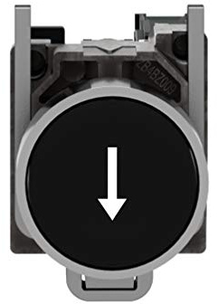Schneider Electric Harmony XB4 - Push Button Switch, Metal, Spring Return, 1NO, 22 mm Mount, Marked Down Arrow, Flush Operator Profile, XB4BA3351, Black