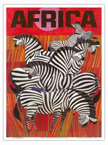 Pacifica Island Art Africa - Trans World Airlines Fly TWA - Zebra - Vintage Airline Travel Poster by David Klein C.1960s - Master Art Print 9 x 12