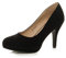 Ajvani Womens Ladies mid high Heel Platform Work Evening Court Shoes Pumps , Black Suede, 8 UK
