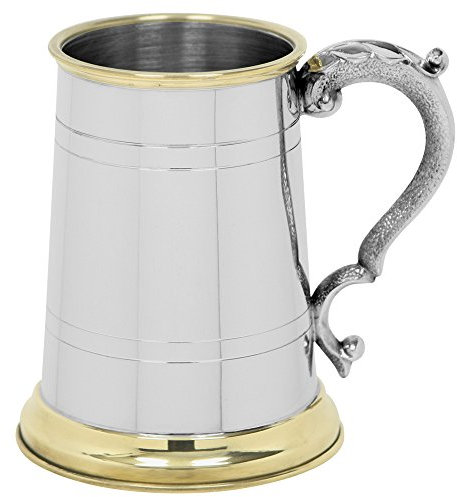 English Pewter Company 1 Pint Pewter Tankard with Brass Details [EP049]
