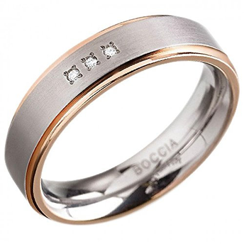 Boccia Unisex-Ring Titan Diamant (0.015 ct) transparent Brillantschliff Gr. 60 (19.1) - 0134-0260