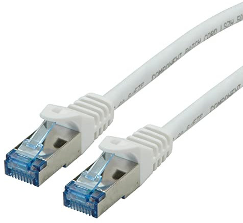 ROLINE Cordon LAN Cat 6A - Component Level - Câble réseau S/FTP Ethernet avec connecteur RJ45 - blanc 10 m