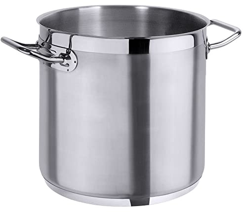 Contacto Edelstahl Kochtopf 24 cm, seidenmatt gebürstet mit hochglänzendem Schüttrand, Sandwichboden, induktionsgeeignet, Kaltgriffe, schwere Qualität