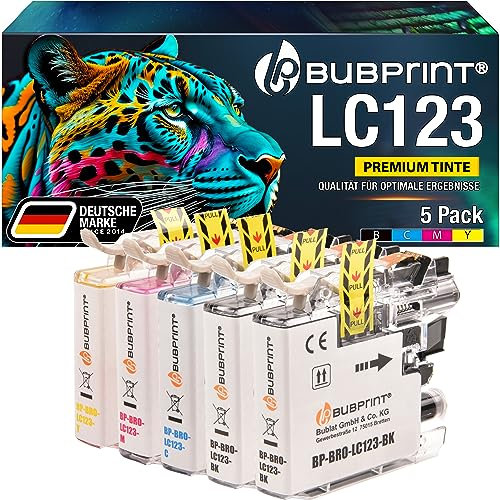 Bubprint 5 Druckerpatronen kompatibel als Ersatz für Brother LC-123 für DCP-J132 DCP-J152 W DCP-J4110 DCP-J552 DCP-J752 DW MFC-J245 MFC-J4410 MFC-J4510 MFC-J470 MFC-J6520 MFC-J6720 MFC-J870 DW