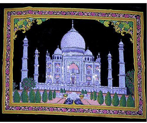 Wandbild Taj Mahal 107x78cm indisches Baumwollbild handbemalt Tadsch Mahal Indien