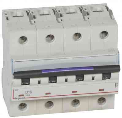 Disjoncteur DX³ 50kA - 4P 400V~ - 16A - courbe D - 6 modules
