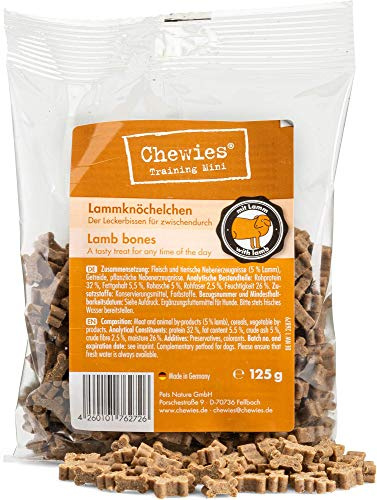Chewies Hundeleckerli Lamm Knöchelchen - 4 x 125 g - Trainingsleckerli für Hunde - Fleisch Softies ohne Zucker - Hundesnack mit hohem Fleischanteil (500 g)