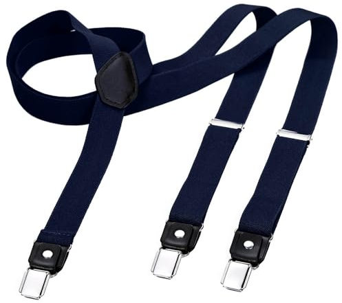 DonDon Hosenträger Herren dunkelblau schmal 2,5 cm - Extra starke Clips für Anzug - Hosenträger Herren extra stark - Ideal für Männer oder Damen Rockabilly Suspenders