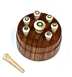 John Pearse® »BONE PINS - GUITAR BRIDGE PINS« Bridge Pins pour guitare - 6 Pièces - Os de chameau - Black French Eye/Abalone Dot