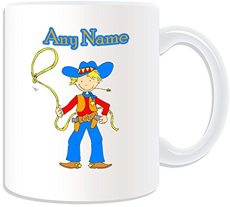 Personalisiertes Geschenk – Cowboy Lasso Tasse (Märchen Design Thema, weiß) – Jeder Name/Nachricht auf Ihrem Einzigartig – hat Seil