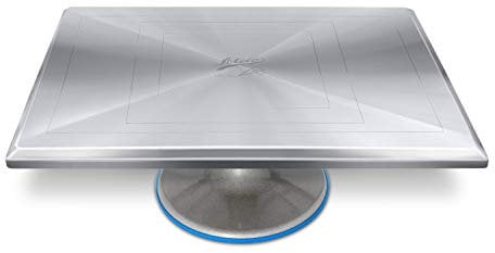 Ateco Revolving Cake Decorating Stand, 614 Rectangle, Aluminum Base, White