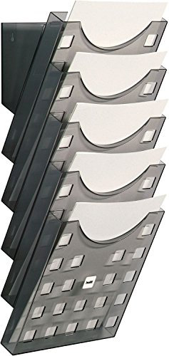 helit H6103108 - Wandprospekthalter „the grid wall“ 5 x DIN A4, grau transparent