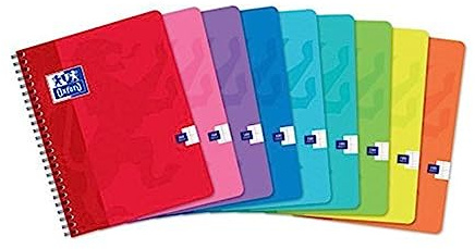 Oxford 100101540 Spiralbuch, 170 x 220 mm, 90 Blatt/180 Seiten- Farblich sortiert