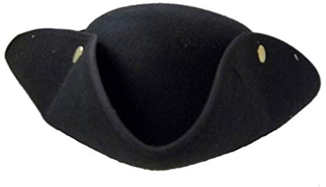 Jacobson Hat Company Men's Tricorne Hat with Snaps, Black, Adult