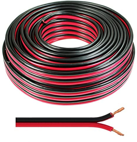 Cavi diffusori 50m - 2x4mm² - 100% CCA Rame ; Cavo audio - rosso/nero